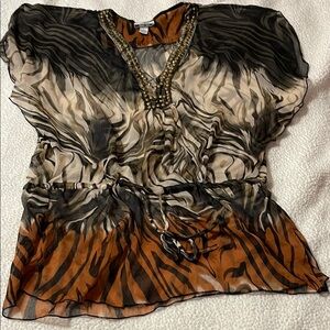 Black Ruffled Sleeveless Swim Coverup